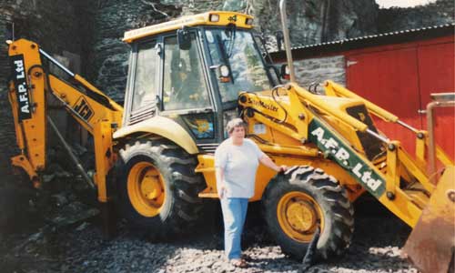 Mary Parker with an AFP JCB