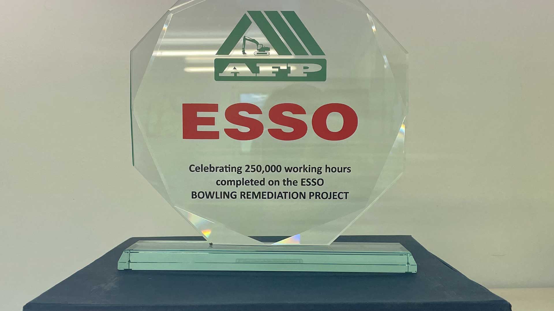 AFP team celebrating 25000 working hours on the Esso project